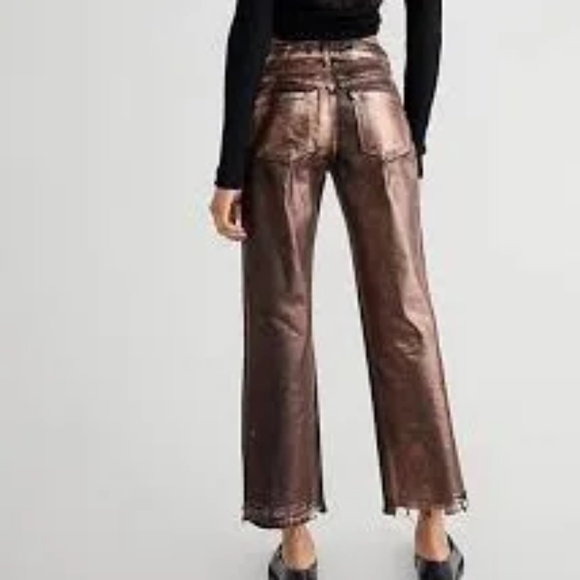 FREE PEOPLE METALLIC JEANS - Picture 2 of 10